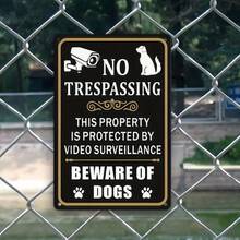 1PC Security Tin Sign, No Trespassing, Video Surveillance Warning, Dog Alert Decor, Outdoor Security Sign, 2D Flat Design, Perfect For Gate, Yard, Front Door, Fence, 8x12 Inches / 20x30 Cm - Multicolor - View 4
