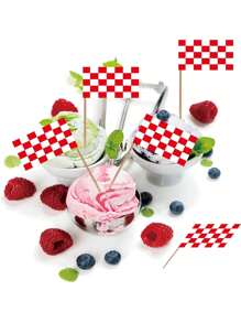 100pcs Racing Toothpick Flag Race Car Small Mini Cocktail Fruit Cupcakes Toppers Food Stick Flags Decorations Supplies