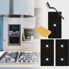 3pcs Gas Stove Protector Washable And Reusable Stove Top Cover Heat Resistant Gas Stove Lining Kitchen Necessities Gas Stove Burner Cover Oil Anti-Pollution Cleaning Gas Stove Protective Mat Kitchen Utensils