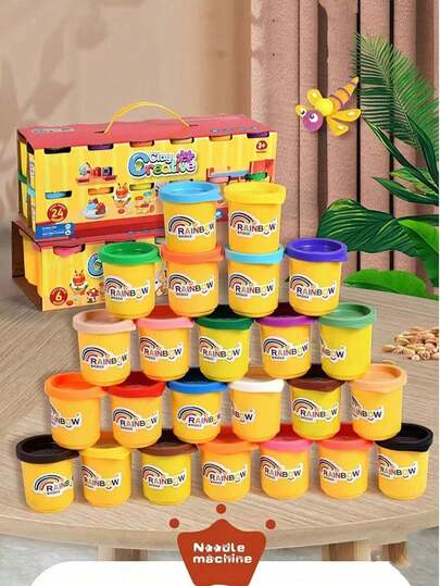 39/24/12/6 piezas Juego creativo de arcilla polimérica para modelar, material de harina de trigo, regalo ideal para vacaciones, cumpleaños, vuelta al cole, adecuado para niños y niñas, juego y aprendizaje (algunos colores al azar, por favor sellar para almacenamiento)