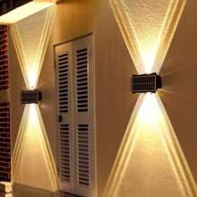 Große wasserdichte Solar-Wegbeleuchtung für Outdoor, kabellose Außenwandleuchte für Garten Beleuchtung, RGB einstellbare LED Wandlaterne für Hof, Terrasse, Veranda, Weg, Zufahrt