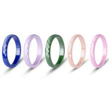 1 Pc Hypoallergenic Ceramic & Enamel Ring For Her And Him, 3mm Wide Black White Pink Green Wedding Band For Women & Men, Unisex Comfort Fit Jewelry Gift - Faceted Ceramic - View 11