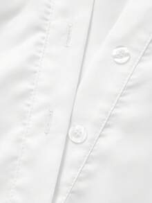 Floreya 简约纯色优雅休闲高品质 Polo 领衬衫裙，韩版风格，收腰设计，长袖，半身裙，适合春夏穿着 白色 - 白色 - 查看 10