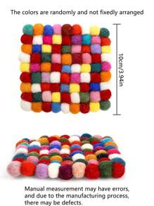 1 pieza Posavasos cuadrado y colorido, tapete de aislamiento, manteles individuales, tapete de fieltro de lana hecho a mano con divertidos lunares, regalo creativo para manteles individuales, para tazas, tazas de café, mesa de centro, hogar, oficina