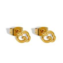 1 对钛钢不对称心形耳环，18K 不锈钢，优雅女士耳环 - 金色 - 查看 13