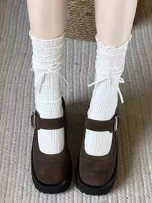 1 Pair Random Sweet Ballet Bowknot Lace Splice Calf Socks - Multicolor - View 2