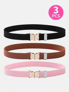 3 Packs Elastic Belts For Teen Adjustable Boys Girls Stretch Belt - Multicolor - View 2