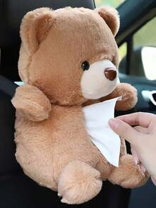 1pc Car Tissue Box Creative Plush Car Multi Functional Hanging Drawer Box Cartoon Armrest Box Car Tissue Drawer - one-size - View 16