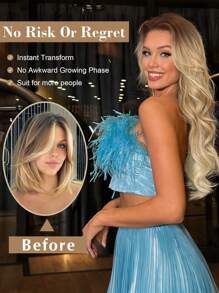 Extensions de cheveux Extensions à clipper en forme de V Extensions de cheveux ondulés Extensions synthétiques en 1 pièce seul morceau avec 5 clips de sécurité Extensions de cheveux à clipser pour usage quotidien des femmes