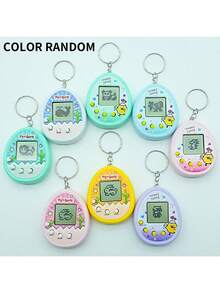 4 piezas de Mascotas electrónicas, pantalla en blanco y negro, consola de juego portátil mini colgante, crianza de mascotas virtuales, juguete electrónico de espíritus - Multicolor - Ver 6