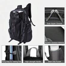 40L Outdoor-Wanderrucksack Herren Damen ,Großes Fassungsvermögen Leichter Reiserucksack,zum Wandern Radfahren Reisen Klettern Trekking,Schwarz
