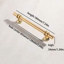 6件装铝合金黑金门把手衣柜厨柜抽屉实心拉手家具把手欧式现代五金 - 金色 - 查看 9