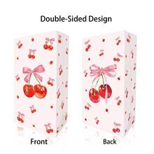 4/6/12/24pcs Cherry Print Gift Bags With Pink Bow - Cute Fruit Theme Paper Tote Bags, Perfect For Birthday, Party And Holiday Decoration, Indoor And Outdoor - Multicolor - View 4