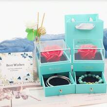 1pc Rose Flower Black Gift Box, Acrylic Jewelry Box For Necklace & Earring Set - Multicolor - View 5