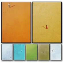 1 pièce Cadre optionnel Affiche murale d'art abstrait minimaliste coloré Style fille seule Peintures sur canevas Impression moderne pour décoration de la maison Salon - Multicolore - Voir 1
