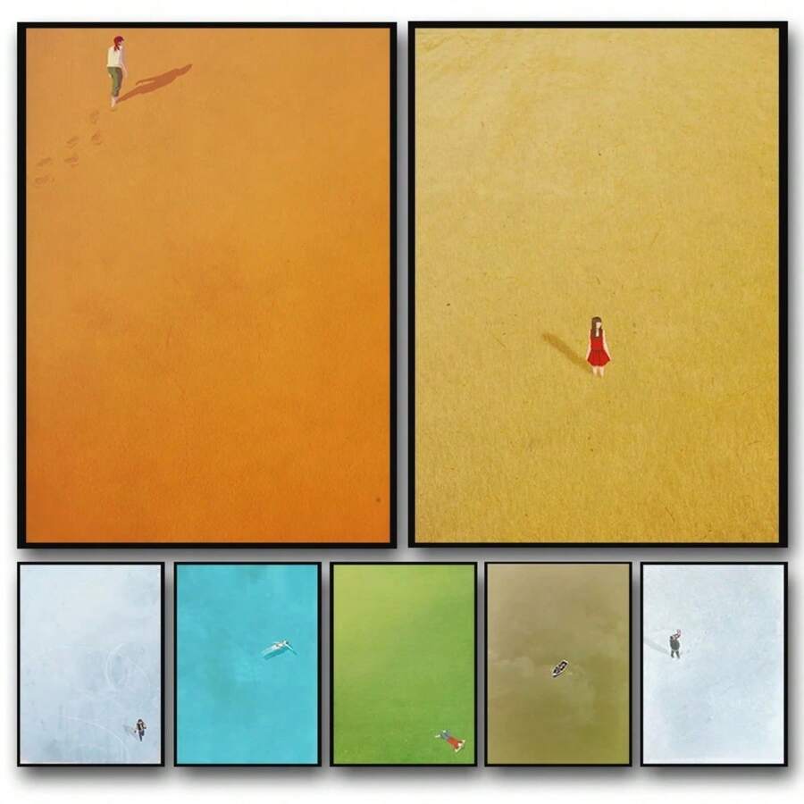 1 pièce Cadre optionnel Affiche murale d'art abstrait minimaliste coloré Style fille seule Peintures sur canevas Impression moderne pour décoration de la maison Salon - Multicolore - Voir 1