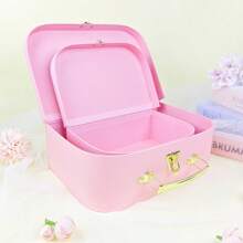 2Pcs Suitcase Gift Box Pink Storage Box Cosmetics Stationery And Jewelry Storage Birthday Gift Wrap Wedding Graduation Gift Wrapping Boxes School Supplies, Back To School