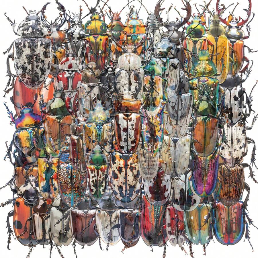 50 张甲虫透明贴纸，可爱卡通昆虫美学防水乙烯基贴花贴纸，适用于水瓶、笔记本电脑、手机、滑板、吉他、行李箱、剪贴簿、头盔、儿童、青少年、成人派对装饰礼物