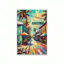 1PC Petronia Street Wall Art Poster Colorful Landscape Benjamin Franklin Parkway Travel Prints HaYarkon St Wall Art Canvas Painting Paintings In Living Rooms, Bedrooms, Dining Rooms Optional Frames Modern Posters, Wall Arts, Canvas Paintings, And Reusable Frames