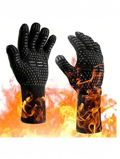 1只耐热隔热手套，阻燃耐热，最高耐温800°C，适用于烤箱、壁炉、烧烤等场所