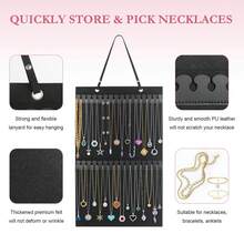 Reversible Felt Necklace Organizer - Wall-Mounted Jewelry Storage & Display Holder For Home Decor - Black - View 3