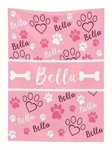 Manta personalizable con estampado de huella de mascota en colores vibrantes - Suave, cálida y ligera de franela para sofá, cama, viaje, campamento, oficina - Personalizada con nombre, impresión digital para todas las temporadas, lavable a máquina y acogedora. Regalo ideal personalizado y único para familia, mascotas, dormitorio, sala de estar, sala de té, sofá