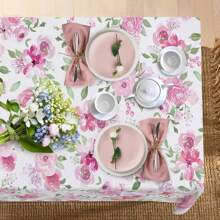1pc Spring Floral Tablecloth, Washable Seasonal Cherry Blossom Tablecloth Suitable For Living Room, Dining Room, Dinner Party, Picnic, Home Decor
