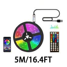 遥控智能RGB LED灯带，音乐同步，USB供电，App/遥控器控制，适用于卧室、家居、户外、派对、万圣节、圣诞节装饰、电视背光、房间装饰、生日、毕业典礼等场合，也是圣诞节家居装饰和圣诞礼物的理想之选。 - 黑色 - 查看 18