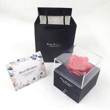 1pc Rose Flower Black Gift Box, Acrylic Jewelry Box For Necklace & Earring Set - Multicolor - View 10
