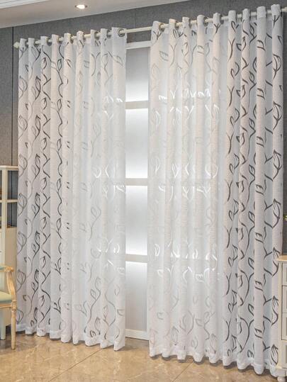 1 件法式浪漫提花花卉穿孔窗帘，卧室艺术主题，遮光、隔热、节能、降噪 - 非常适合卧室、农舍和学校的深度睡眠房间装饰家居装饰