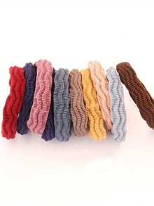 5seamless Elastic Hair Bands For Women And Girls - Thick Anti Slip Ponytail Strap Suitable For Curly Hair - Soft Knitted Fabric With Multiple Colors To Choose From, Fashionable Daily Hair Fixing Strap - 彩色 - 查看 7