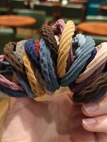 5seamless Elastic Hair Bands For Women And Girls - Thick Anti Slip Ponytail Strap Suitable For Curly Hair - Soft Knitted Fabric With Multiple Colors To Choose From, Fashionable Daily Hair Fixing Strap - 彩色 - 查看 9