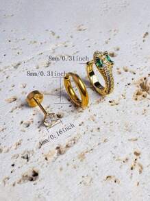 3 PIÈCES/SET Boucles d'oreille superposables en acier inoxydable avec cristaux en forme de serpent pour femmes, boucles d'oreille en forme d'anneaux hélix tragus plaqués or 14 carats pour piercings multiples, bijoux pour femmes et hommes