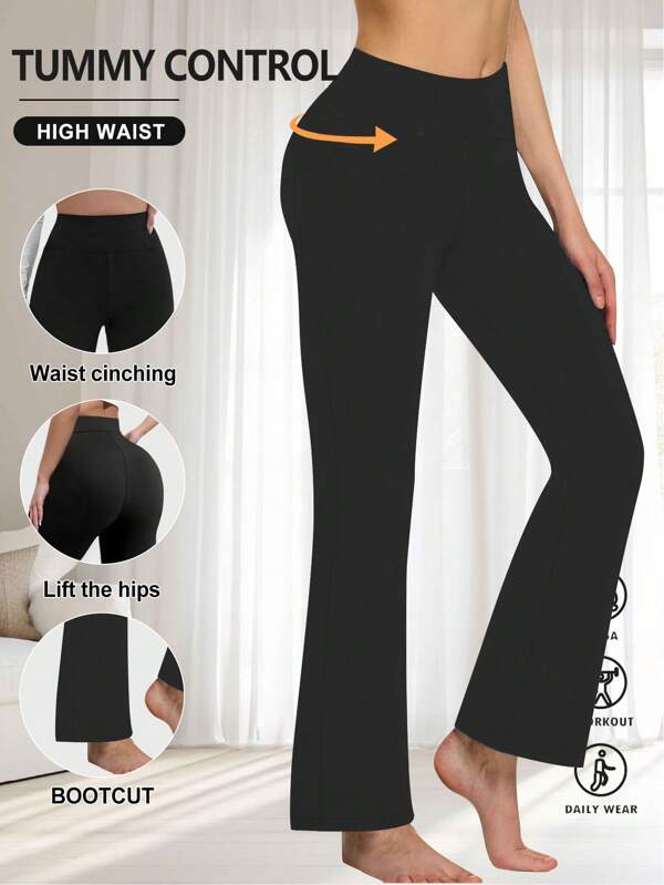 1pc Women High Waist Wide Leg Sports Pants, Slimming & Lifting, For Yoga, Fitness, Spring/Summer/Autumn