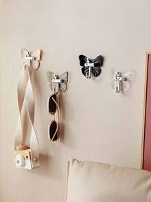 1/4Pcs, Light Luxury Teddy Bear Butterfly Hook Adhesive Load-Bearing Bathroom Wall Sticker, No-Drill, Kitchen Door, Bathroom Back, No Trace Adhesive Hook, Suitable For Hanging At The Entrance, Kitchen Bathroom, Bathroom, Living Room, Corridor, Dormitory, Storing Clothes, Umbrellas, Keys, Hats, Masks, Bags, Toiletries, Kitchen Tools, Toiletries, Makeup Tools, Necklaces, Jewelry.