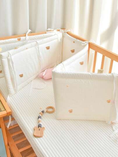 1pc Baby Crib Bumper Pad, All-In-One Soft Protective Rail, Infant Bed Fence, Newborn Cartoon Embroidery Cushion Crash Pad, Child Anti-Fall Safety Guard Rail