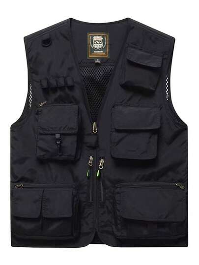 Men's Outdoor Utility Vest - Multi-Pocket Tactical Fishing Hiking Travel Sleeveless Jacket, Plus Size, Lightweight, Photography Vest, Summer Casual