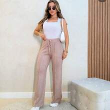 Women's Cold Weather Wide Leg Pants, Winter Fashion 2025 - Rusty Rose - View 2