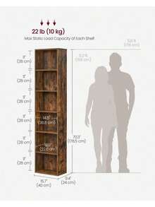 Bookcase, Bookshelf With 6 Shelves, For Living Room, Study, Office, Bedroom, Modern Style, Rustic Brown - Rust Brown - View 4