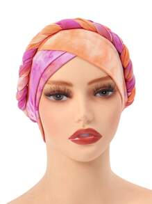 Women's Tie Dye, Ground Hair, Milk Silk, Flower Cloth, Braided Hat, Short Braid Can Hide Hair, Headband, Hat