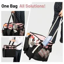 Large Cleaning Caddy For Cleaning Supplies Organizer, Rolling Cleaning Caddy Bags With Wheels For Housekeepers, Cleaning Carts On Wheels For Home Car Office Picnic - Pink - View 3
