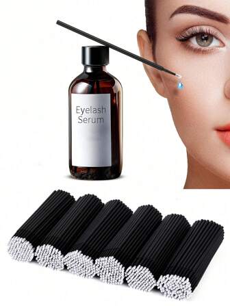 Tbestmax 100 Pcs Micro Applicator Brush, Micro Swabs, Disposable Eye Lashes Mascara Wands For Eyelash Extension(Black)
