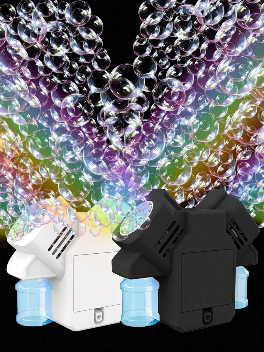 多孔双头儿童泡泡机玩具，便携式户外玩具，自动吹泡泡机产生密集泡泡，适合舞台表演，生日礼物（不含电池和泡泡液）