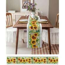 Summer Sunflower Table Flag, Green And Yellow Elements Are Matched To Give People A Refreshing And Relaxing Feeling, Used For Desktop Decoration