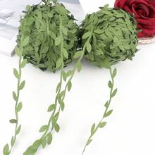 1pc Artificial Fabric Green Leaf Ribbon For Wedding Party Celebration, DIY Wreath Decorative Ribbon, Handmade Decoration Material, Artificial Green Vine Ribbon For Weaving Wreath, Fabric Willow Leaf DIY Wreath Supplies, Green Vine Decor,Fake Plants - Multicolor - View 7