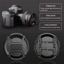 Couvercle de protection de l'objectif de l'appareil photo avec dragonne, pare-soleil, compatible avec Nikon/Pentax/Olympus/DSLR, tailles : 49 mm/52 mm/55 mm/58 mm/62 mm/67 mm/72 mm/77 mm/82 mm