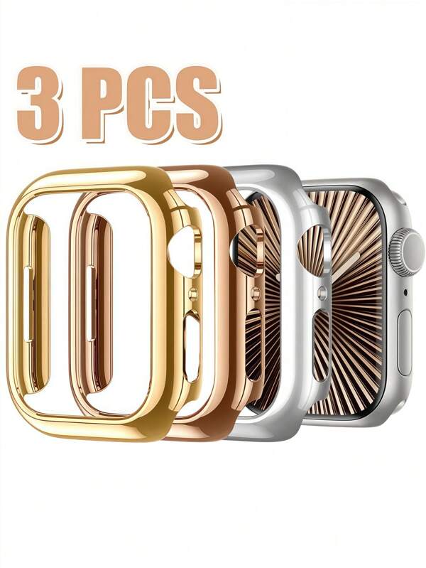 3 cajas de embalaje de relojes de material resistente con bisel calado y recubrimiento dorado, para proteger el Ultra, Series 3, 2, 1, S10, SE, S9, S8, S7, S6, S5, S4, S3, S2, S1, para entusiastas del reloj inteligente, compatible con modelos de 38 mm, 40 mm, 41 mm, 42 mm, 44 mm, 45 mm, 46 mm, 49 mm