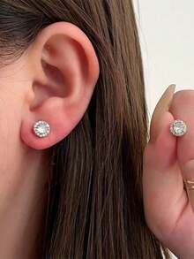 1 对欧美经典时尚奢华甜美心形耳环，优雅铜耳钉