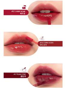 Rom&nd JUICY LASTING TINT 12 CHERRY BOMB, Fusione con velo bagnato traspirante, gelatina leggera come una seconda pelle, cromia a iride, gelatina di tè alla pesca trasparente, ossigeno gloss alla menta ghiacciata, pennellino mini SOS ritocco, edizione limitata vegana festiva, segreto leggero senza trucco, K-Beauty, Makeup coreano, 5,5g/0,19oz