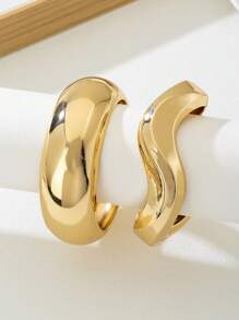 2 pièces Set de bracelets jonc dorés ronds luxueux et , convenant aux femmes, applicable pour soirée, rendez-vous, rassemblement et cadeaux de fête